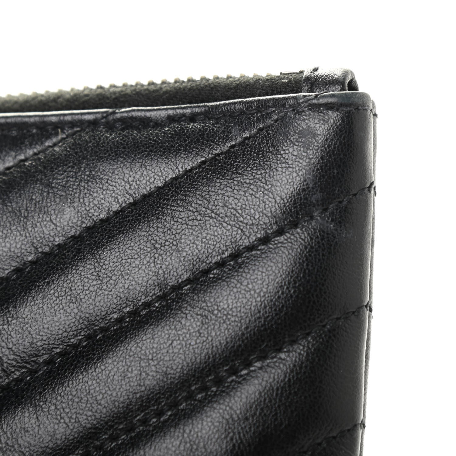 Saint Laurent Calfskin Matelasse Chevron Monogram A5 Wristlet Black 10 of 15