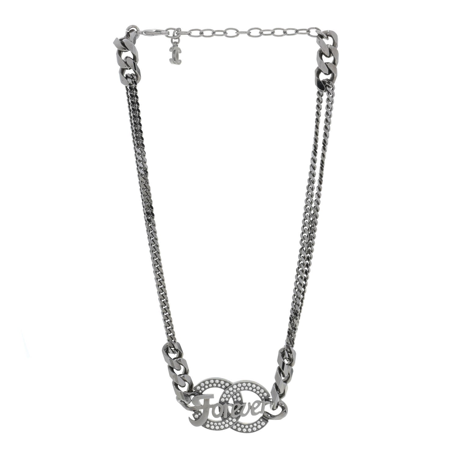 Chanel Crystal CC Forever Necklace Ruthenium 2 of 5