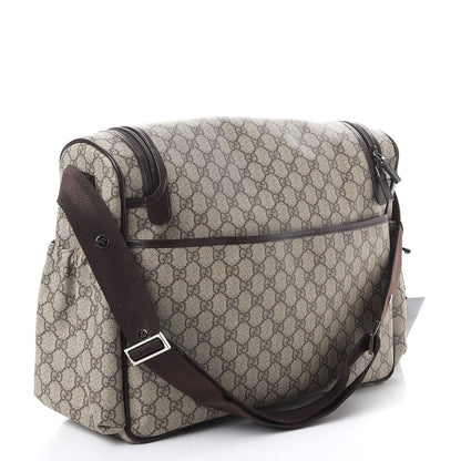 Gucci GG Supreme Monogram Selleria Calfskin Large Diaper Bag Beige Ebony Cocoa Dark Chocolate 3 of 8