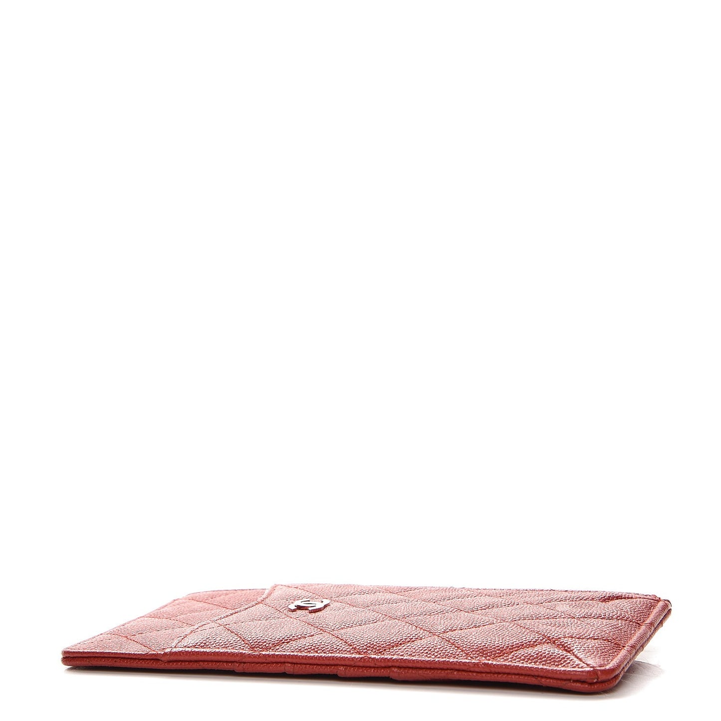 Caviar Quilted Flat Wallet Pouch Red