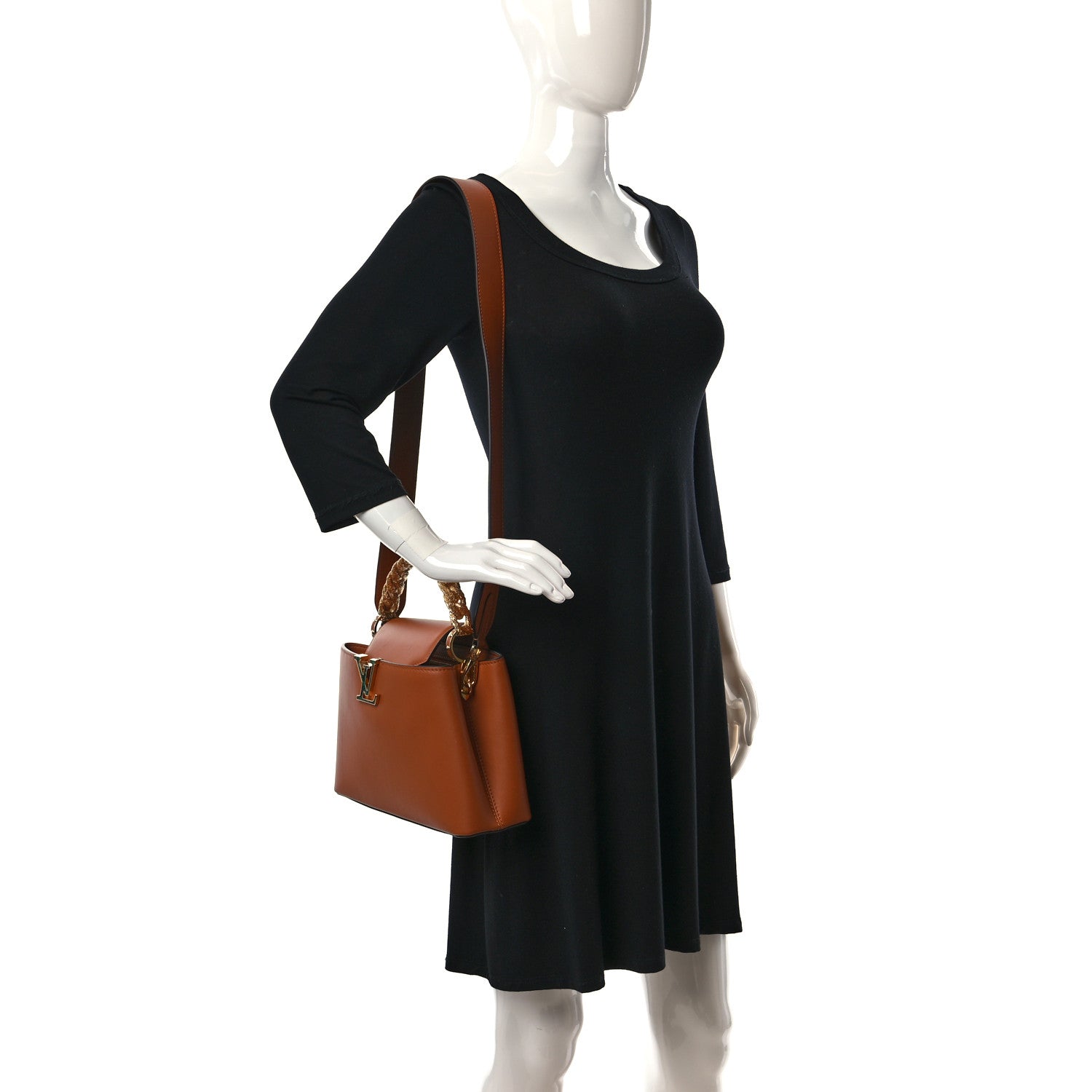Louis Vuitton Calfskin Bolsa Capucines BB Caramel 2 of 8