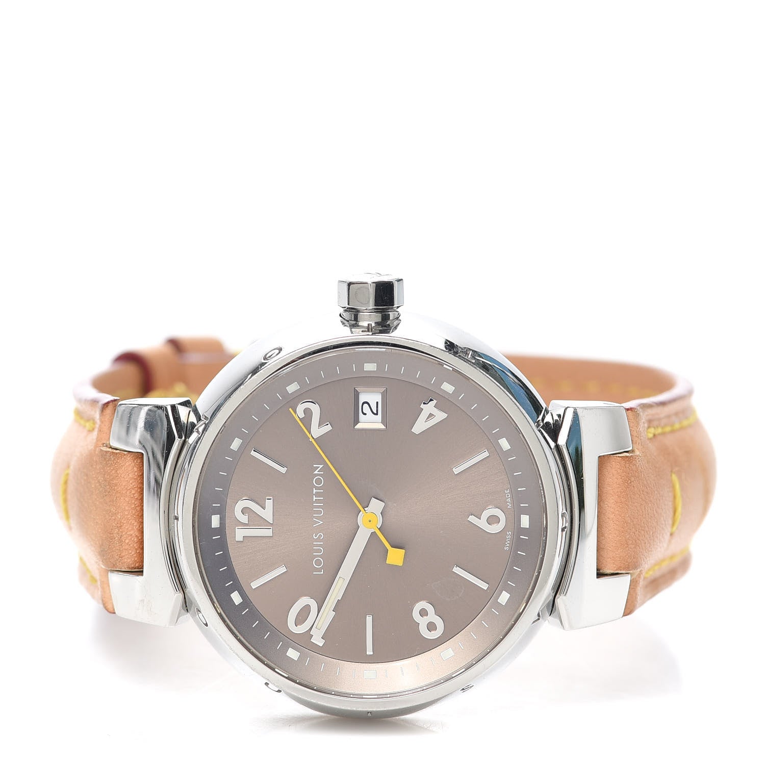 Louis Vuitton Stainless Steel Vachetta 33mm Tambour Quartz Watch 2 of 7