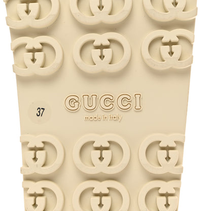 Gucci X PIKARAR Cubic Rubber Monogram Animal Print Womens Interlocking G Platform 42mm Slide Sandals 37 Beige Ebony Multicolor 8 of 9