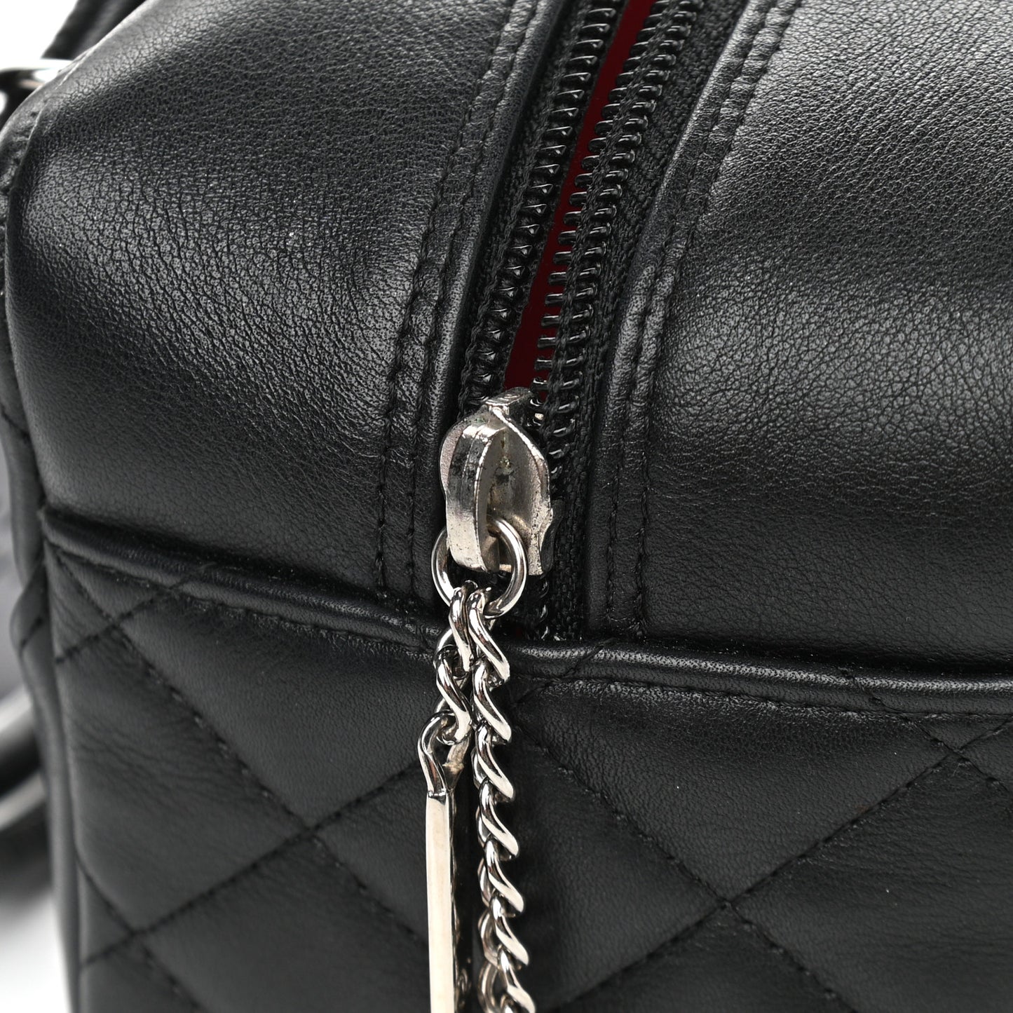 Calfskin Quilted Small Cambon Bowler Black White