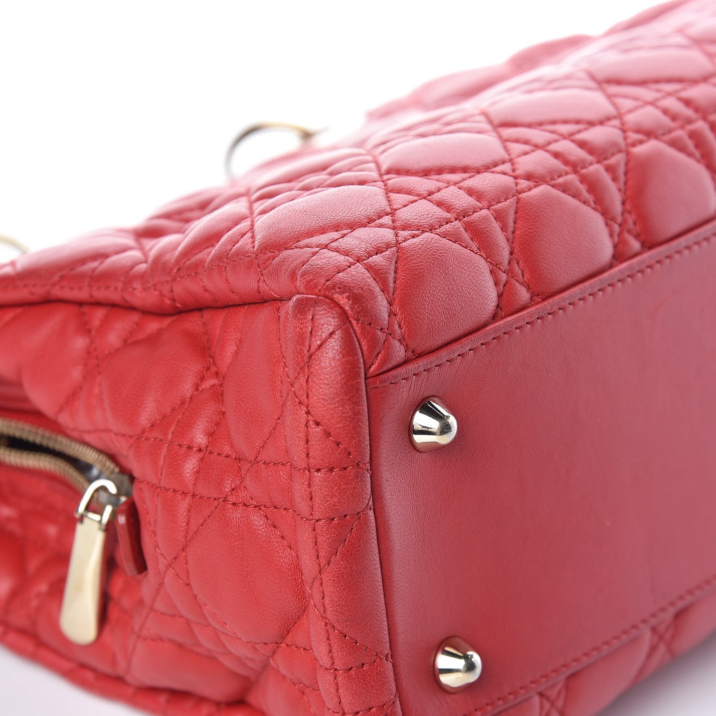 Lambskin Cannage Small Dior Soft Zipped Shopping Tote Red