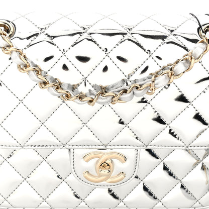Chanel Mirror Calfskin Metallic Calfskin Medium Hollywood Boulevard Flap With Star Coin Purse Silvery 8 of 11