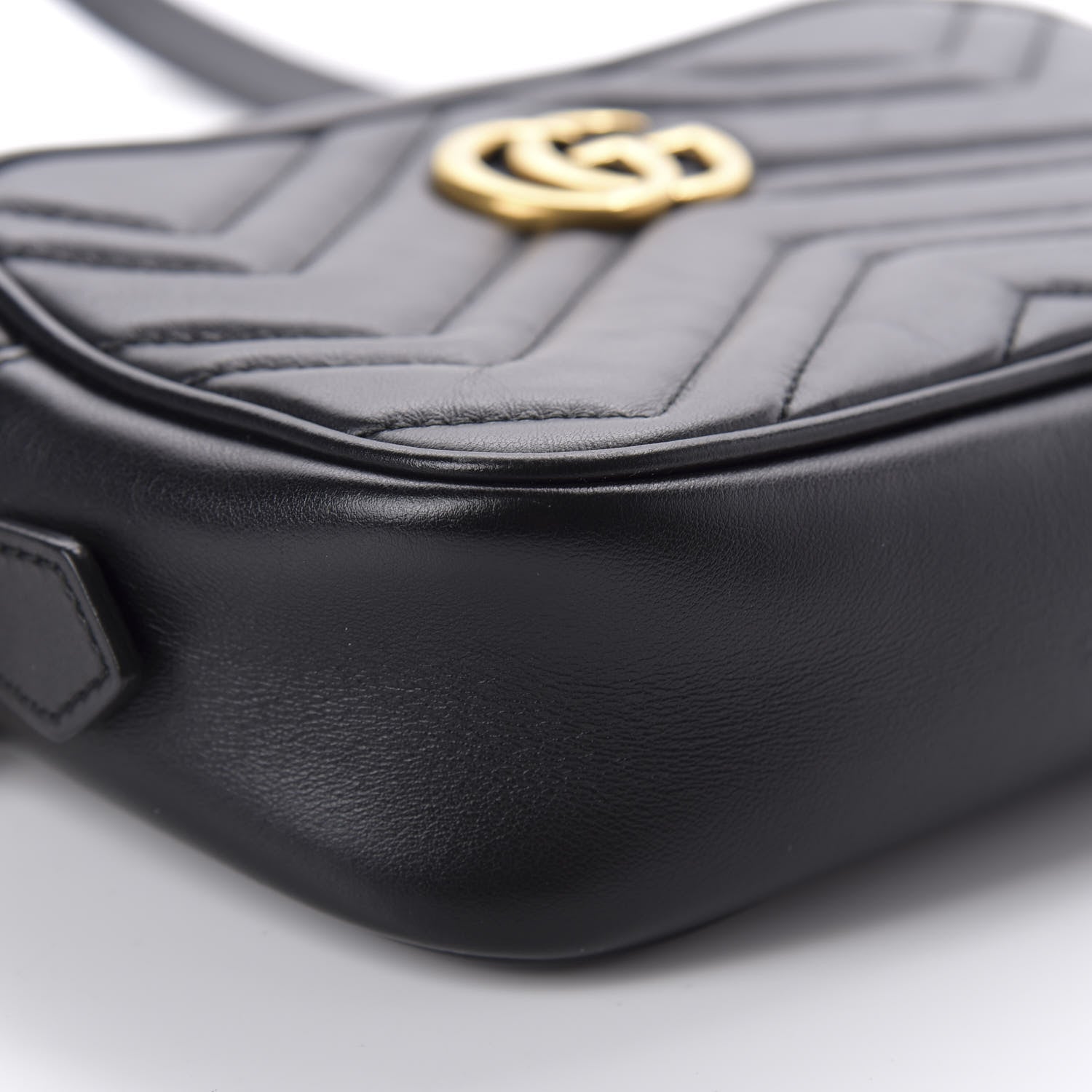 Gucci Calfskin Matelasse Mini GG Marmont Chain Shoulder Bag Black 6 of 10