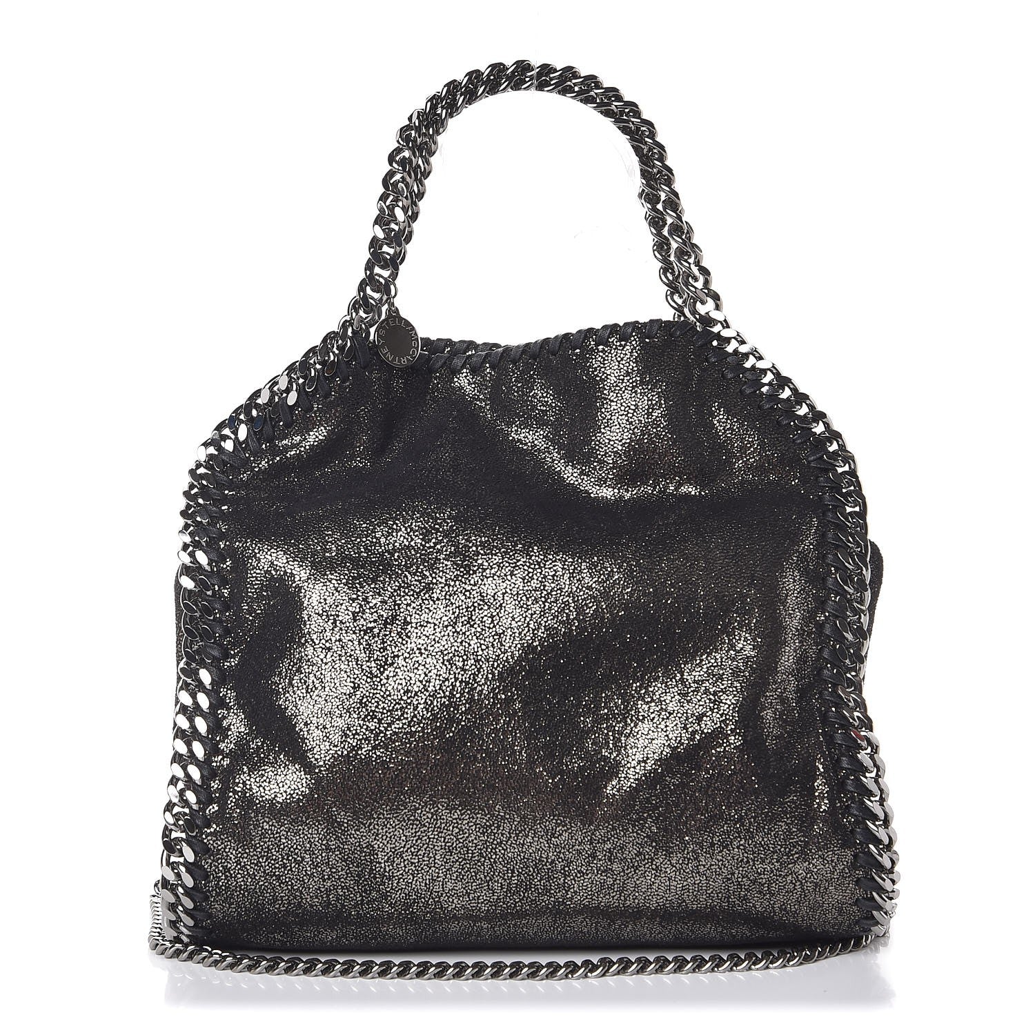 Stella McCartney Chamois Shiny Dotted Mini Falabella Fold Over Tote Ruthenium 1 of 7