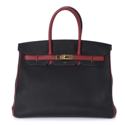 Hermes Togo Horseshoe Birkin 35 Black Rouge Grenat 1 of 14