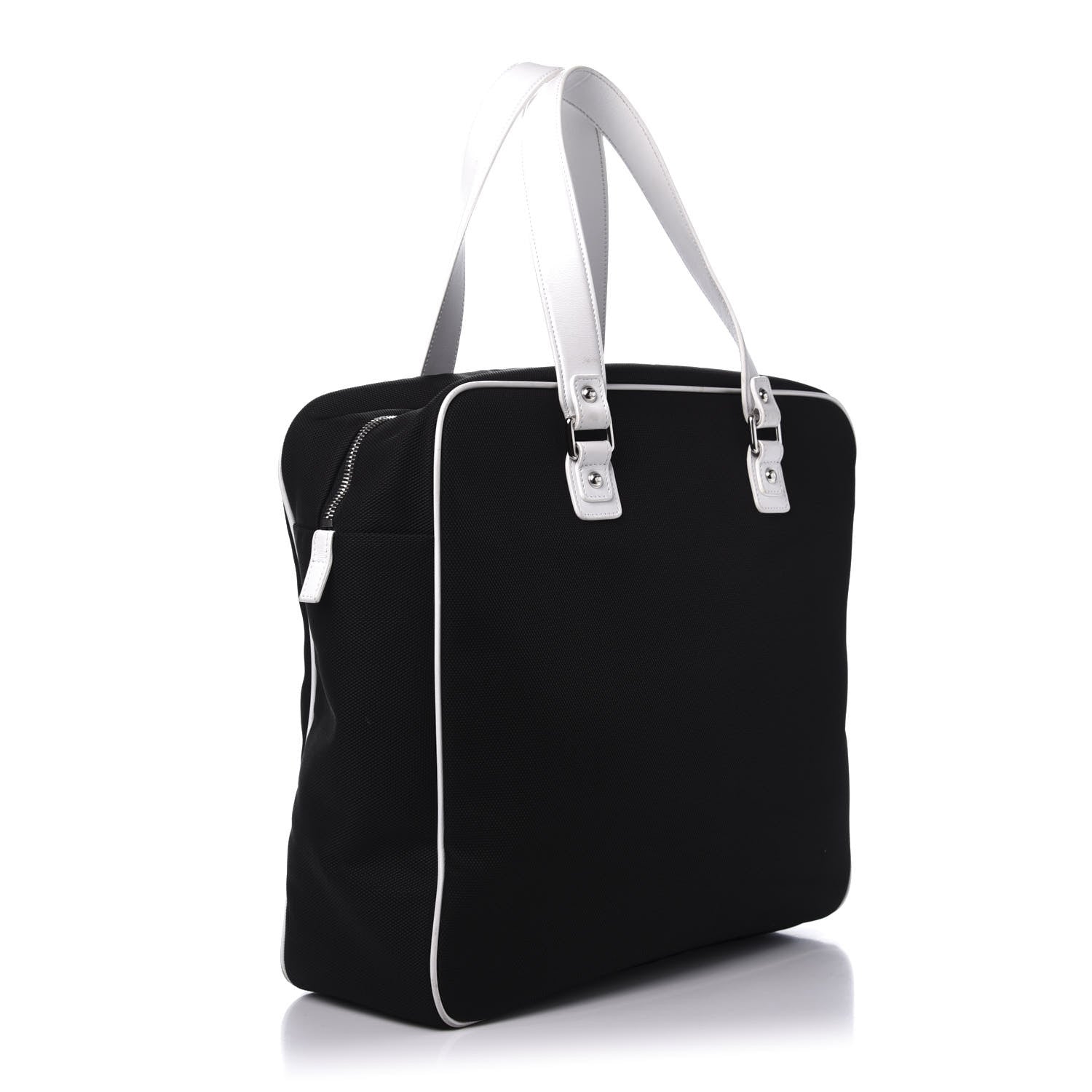 Chanel Canvas Rubber Airlines Large Zip Shopping Tote Black White Red 3 of 15