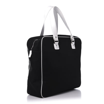 Chanel Canvas Rubber Airlines Large Zip Shopping Tote Black White Red 3 of 15
