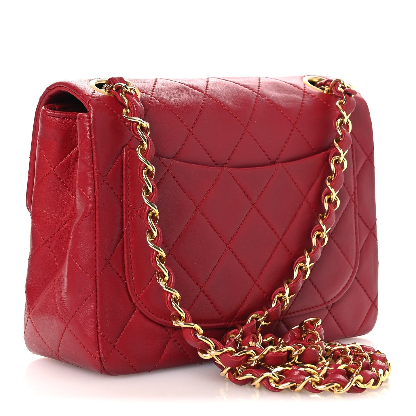 Lambskin Quilted Mini Square Flap Red