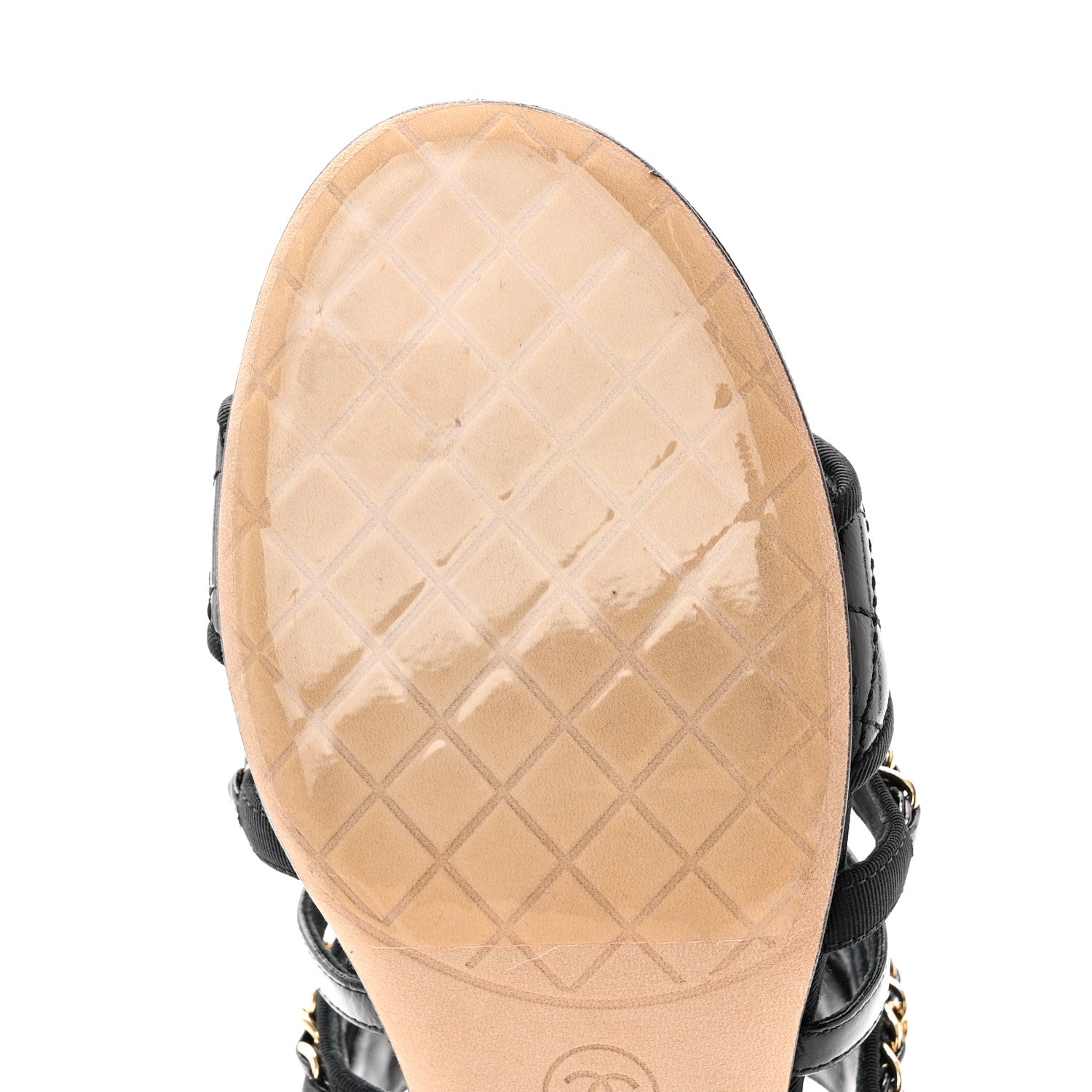 Chanel Distressed Patent Quilted Chain Mule Sandals 36 Black 9 of 13