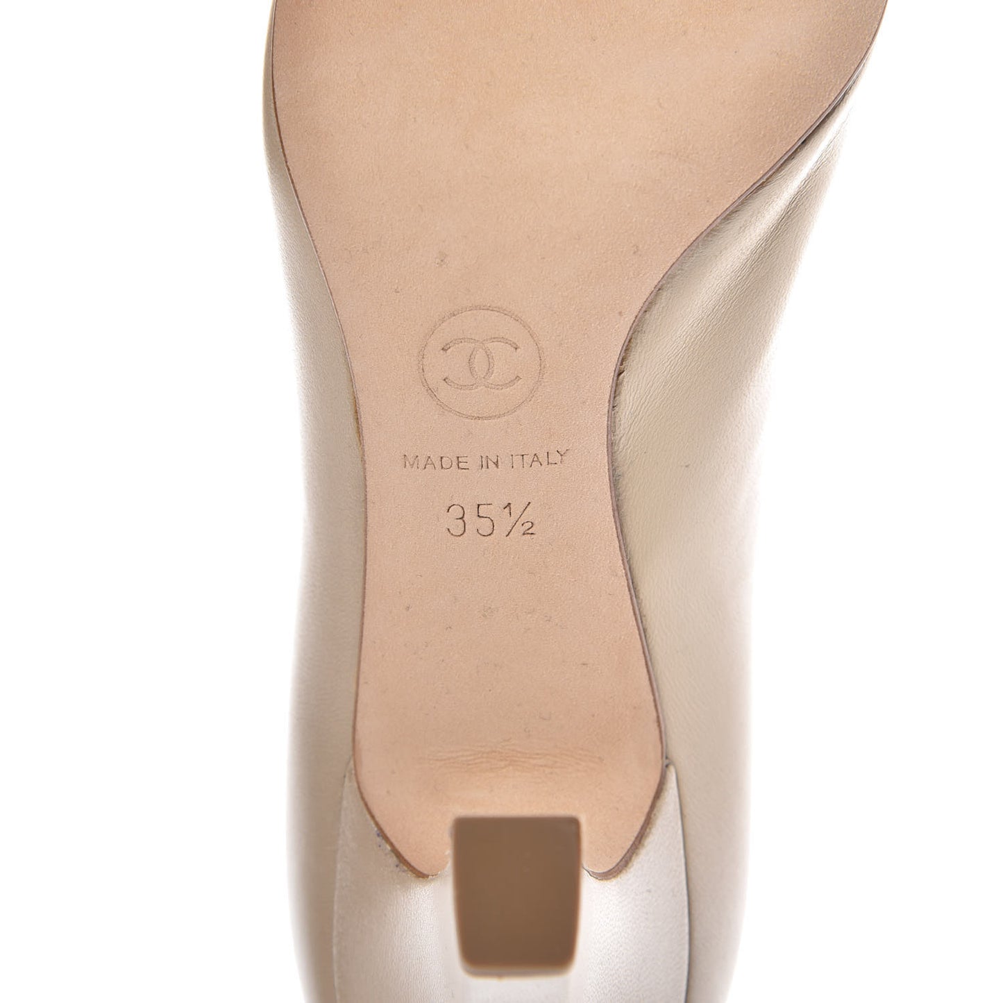 Metallic Lambskin Cap Toe CC Pumps 35.5 Beige Black