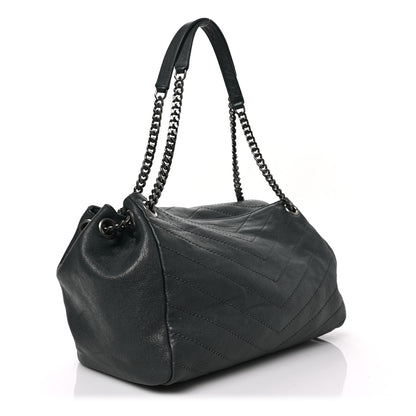 Saint Laurent Vintage Lambskin Chevron Monogram Medium Nolita Dark Smog 3 of 8
