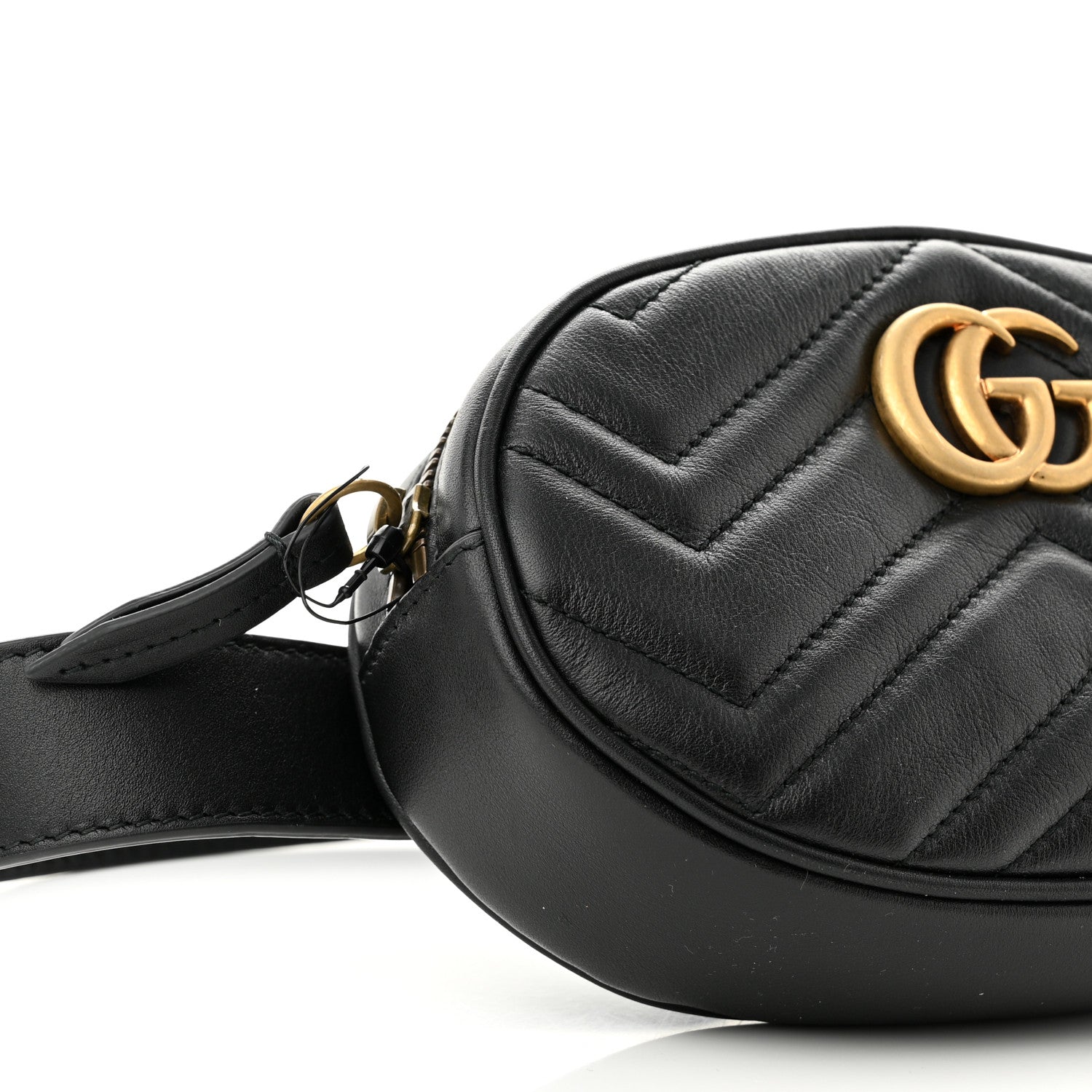 Gucci Calfskin Matelasse GG Marmont Belt Bag 85 34 Black 10 of 11