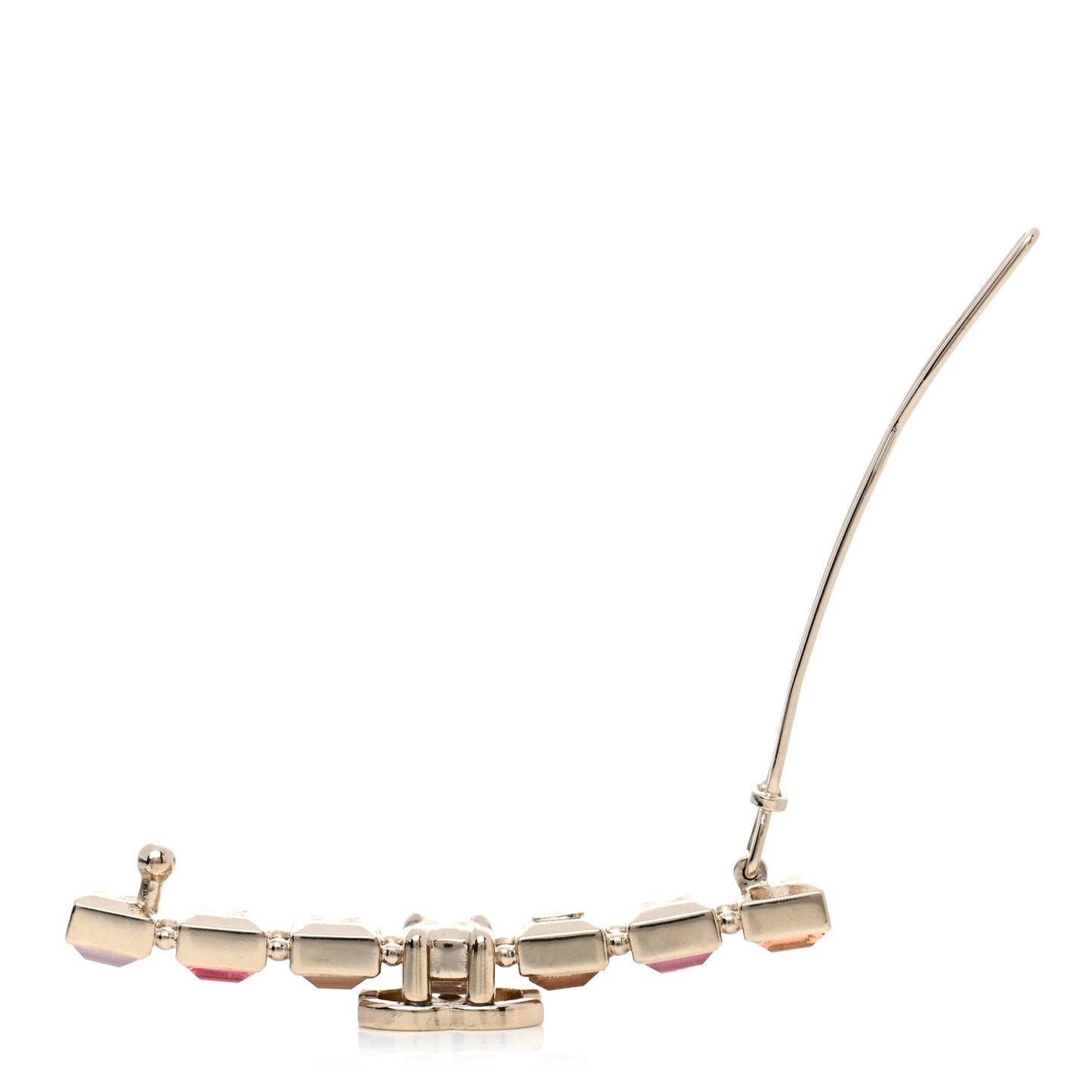 Metal Crystal CC Hair Clip Barrette Gold Pink