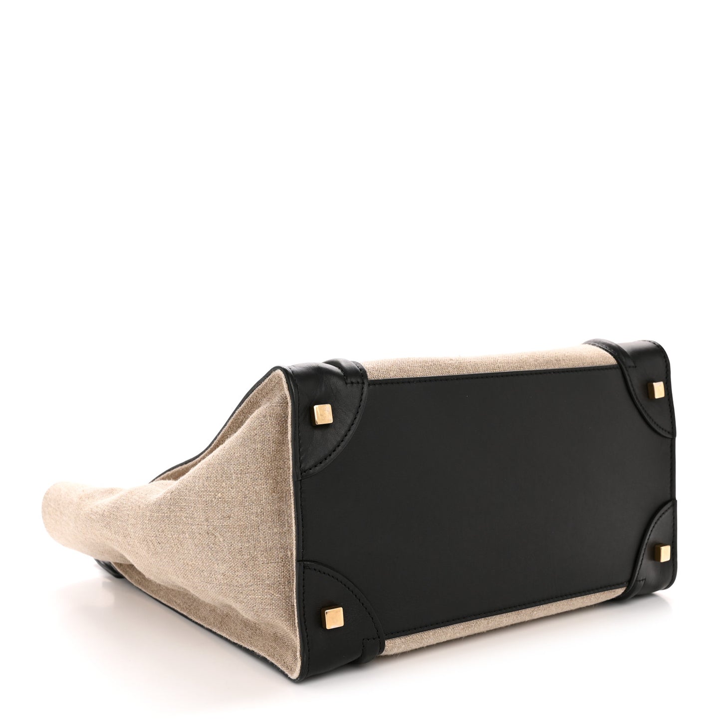Smooth Calfskin Linen Tricolor Mini Luggage Black Khaki Navy