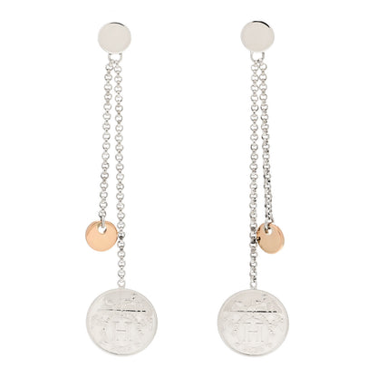 Hermes Sterling Silver 18K Rose Gold PM Ex-Libris Earrings 1 of 5