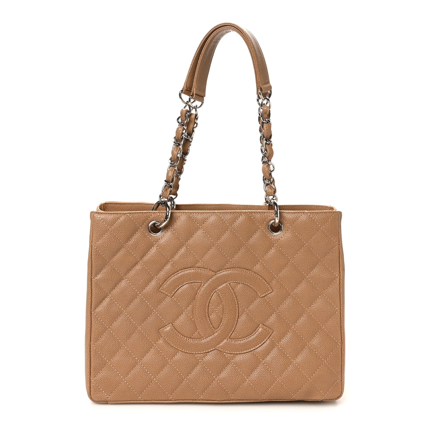 Caviar Quilted Grand Shopping Tote GST Beige Clair