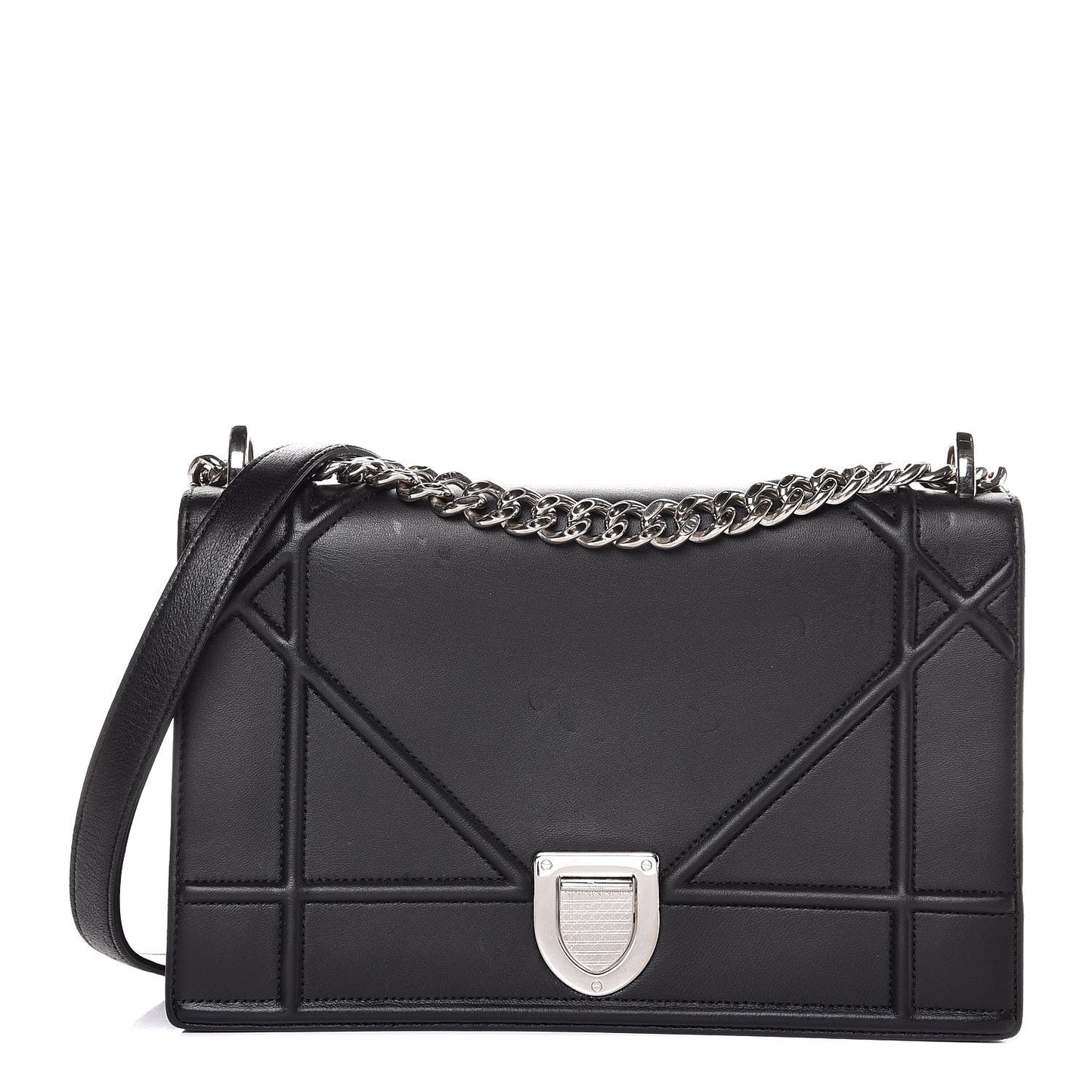 Lambskin Medium Diorama Flap Bag Black