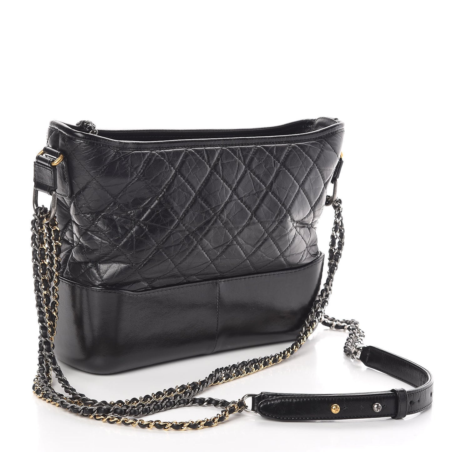 Aged Calfskin Quilted Medium Gabrielle Hobo Black