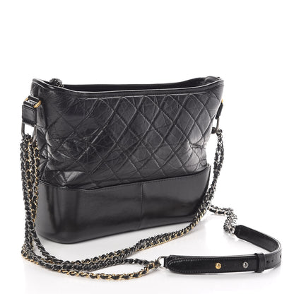 Chanel Aged Calfskin Quilted Medium Gabrielle Hobo Black 3 of 9