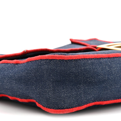 Fendi Denim Large Baguette Blue Rosso 10 of 16