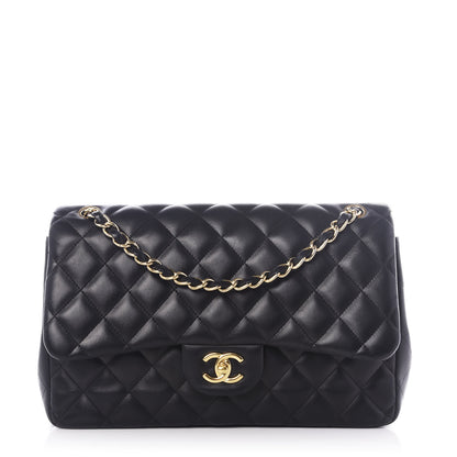 Chanel Lambskin Quilted Jumbo Double Flap Black 1 of 11