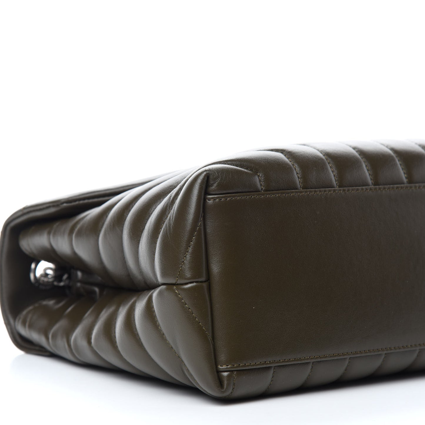 Calfskin Y Quilted Monogram Medium Loulou Chain Satchel Kaki Fonce