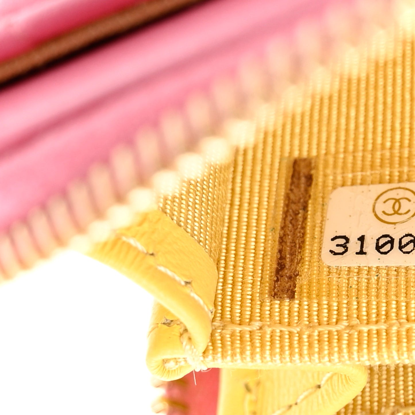 Lambskin Quilted Zip Around Coin Purse Wallet Pink Yellow