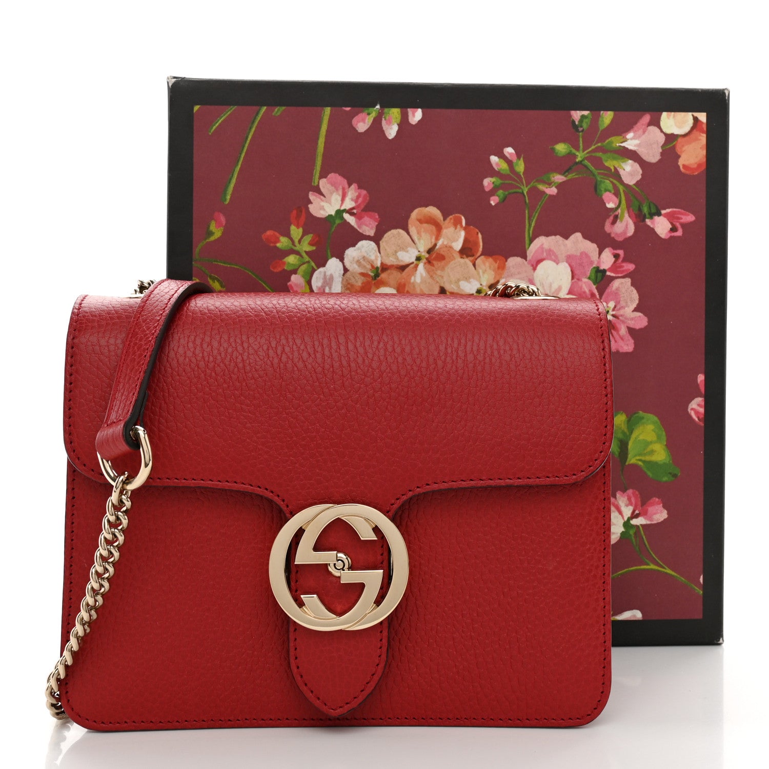 Gucci Dollar Calfskin Small Interlocking G Shoulder Bag Red 11 of 11
