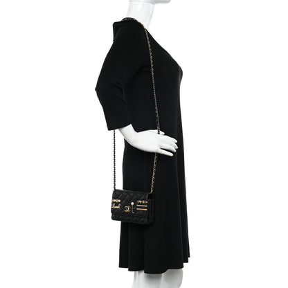 Chanel Lambskin Quilted Coco Clips Mini Wallet On Chain WOC Black 2 of 14