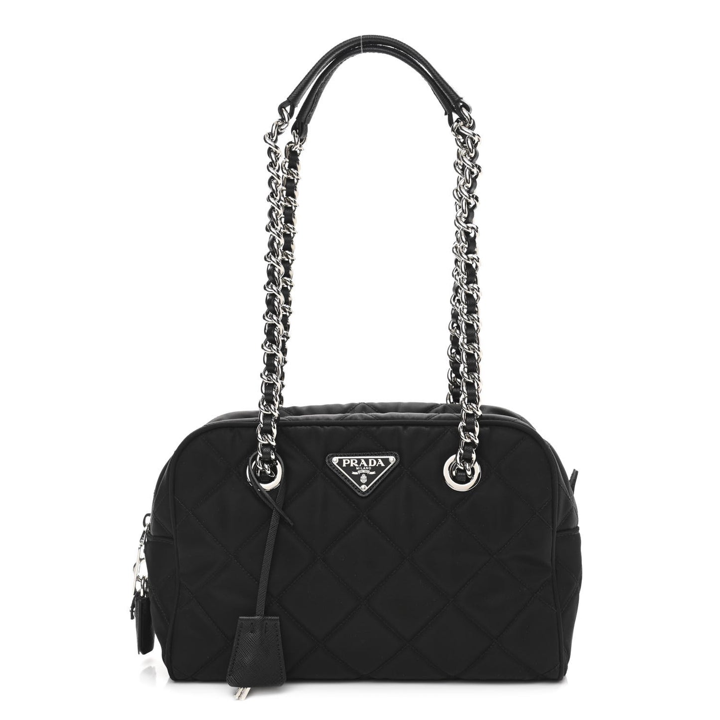 Nylon Tessuto Impuntu Quilted Shoulder Bag Black