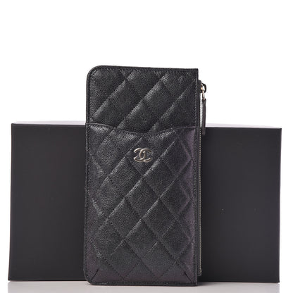 Chanel Iridescent Caviar Quilted Classic Flat Wallet Pouch Black 8 of 8