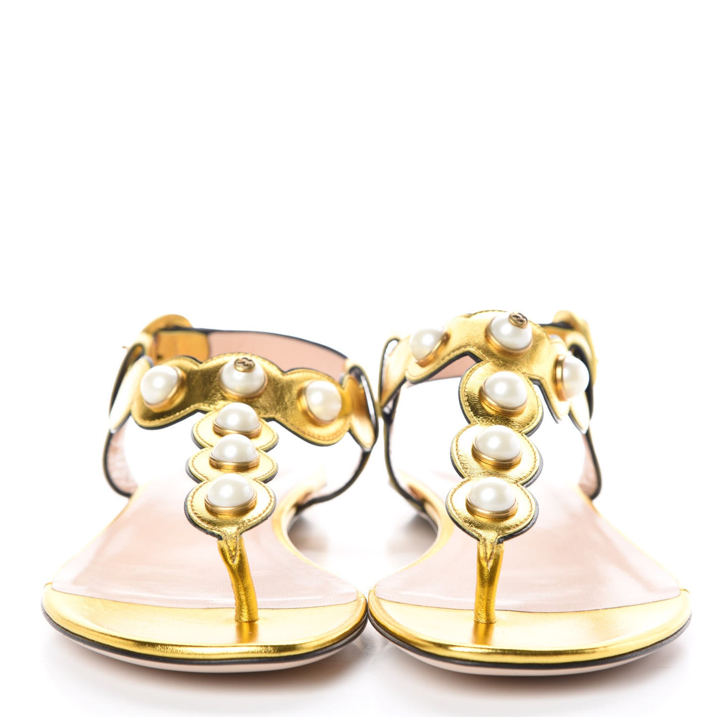 Metallic Nappa Willow Pearl Thong Sandals 39.5 Gold