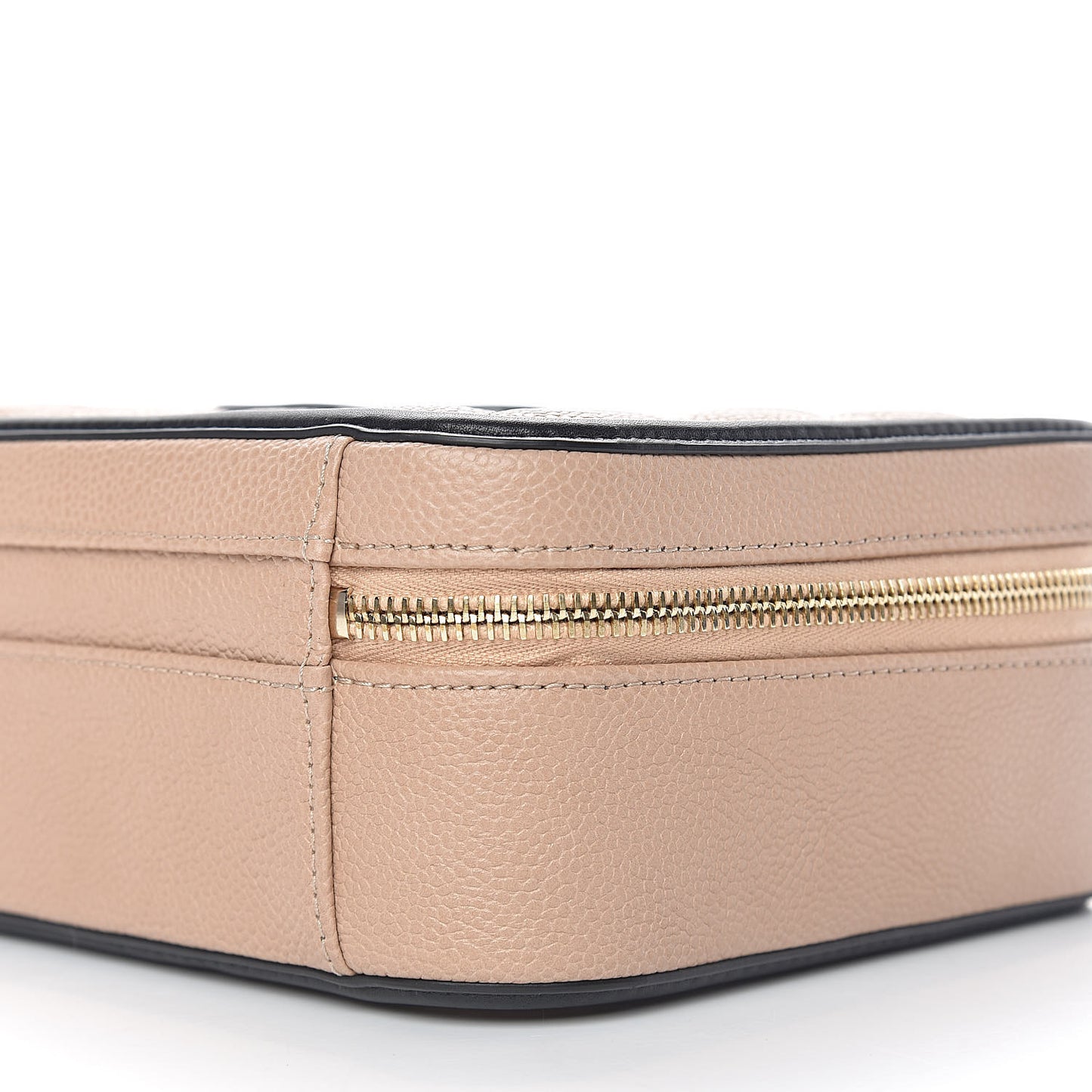 Caviar Quilted Medium CC Filigree Vanity Case Beige Black