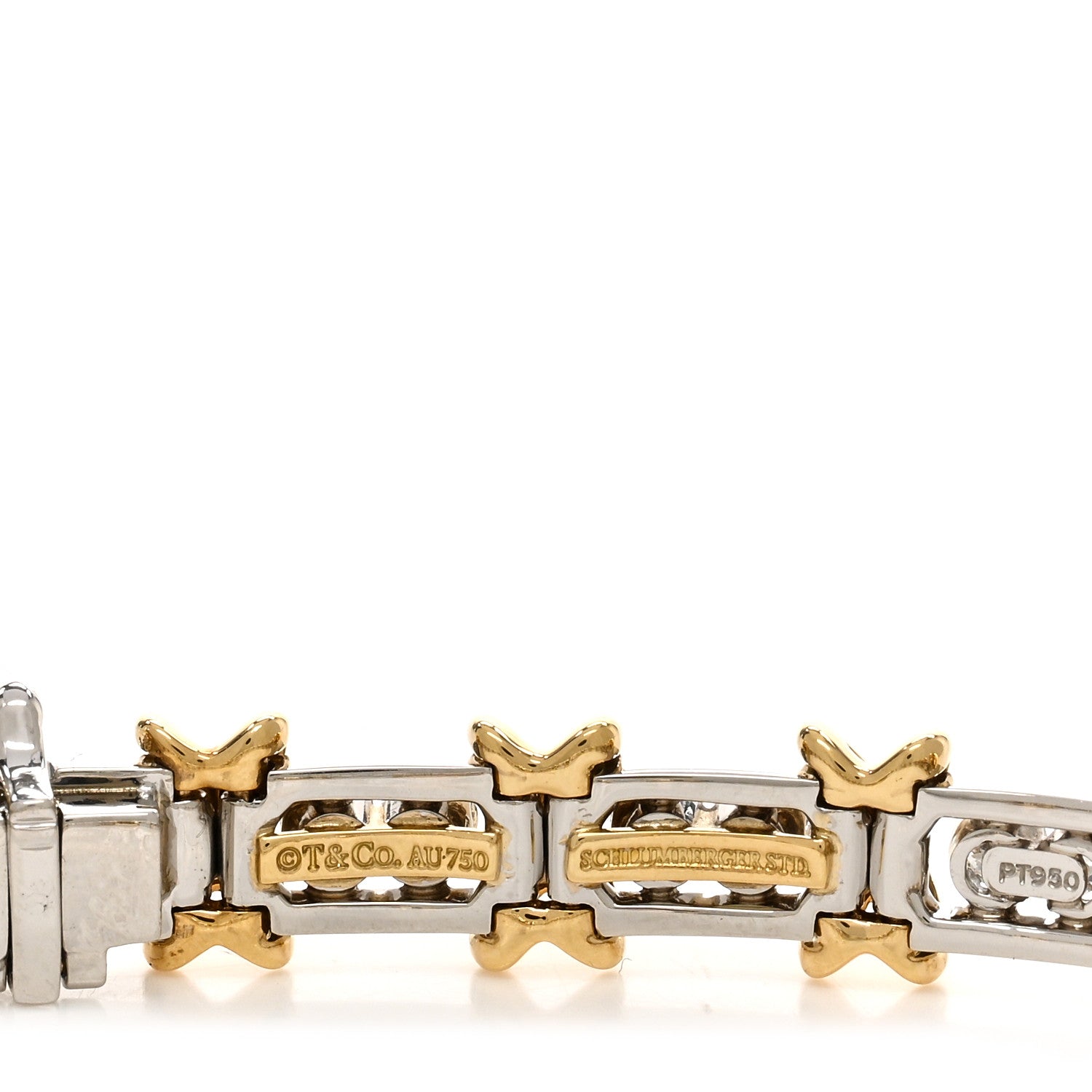 Tiffany Platinum 18K Yellow Gold Diamond Schlumberger Thirty Six Stone Bracelet 3 of 4