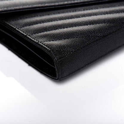 Saint Laurent Grain De Poudre Matelasse Chevron Monogram Chain Wallet Black 12 of 14