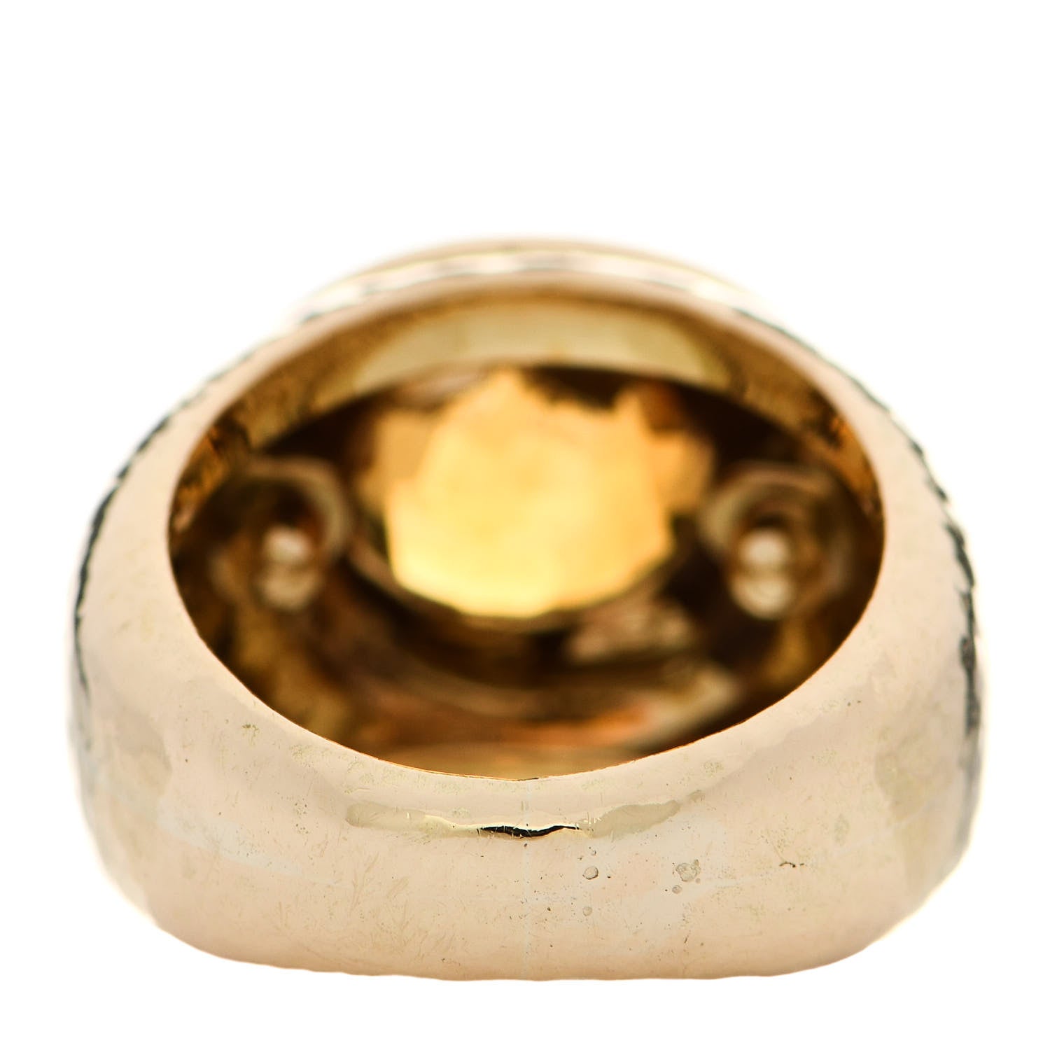 Tiffany 18K Yellow Gold Citrine Schlumberger Hammered Ring 51 5.75 4 of 6