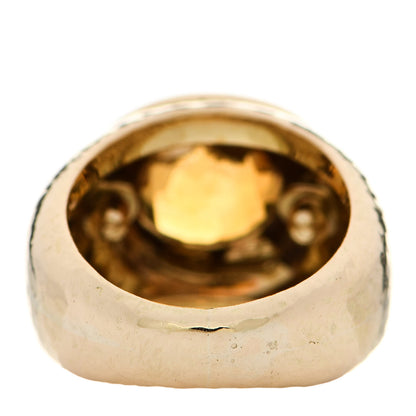 Tiffany 18K Yellow Gold Citrine Schlumberger Hammered Ring 51 5.75 4 of 6