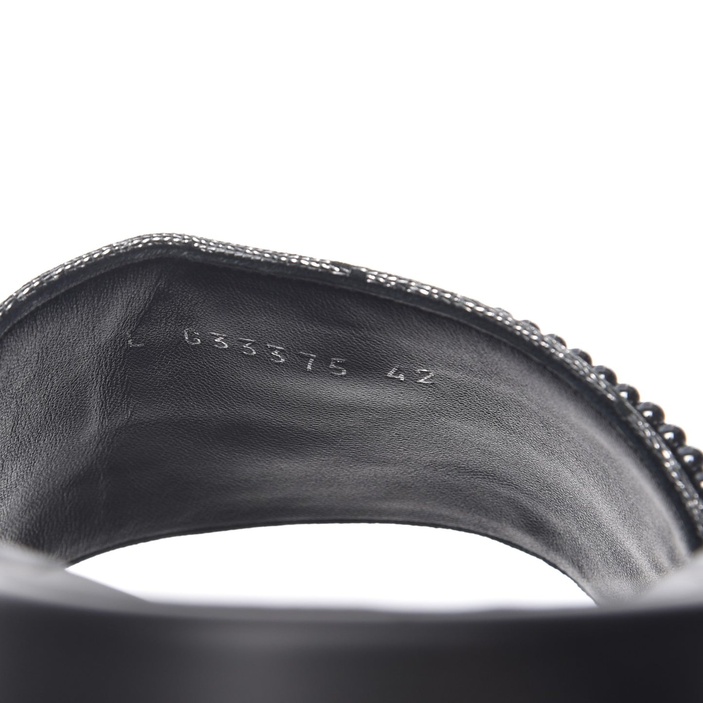 Fantasy Lambskin Pearl Chain CC Flat Mules 42 Silver Black