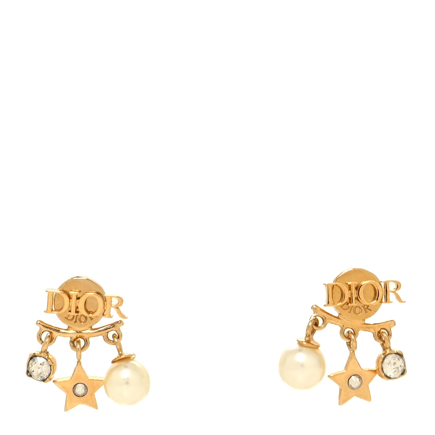 Christian Dior Pearl Crystal Dio(R)evolution Earrings Aged Gold 1 of 4