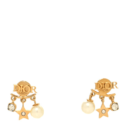 Christian Dior Pearl Crystal Dio(R)evolution Earrings Aged Gold 1 of 4