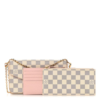 Louis Vuitton Damier Azur Pochette Felicie Chain Wallet Rose Ballerine 1 of 18