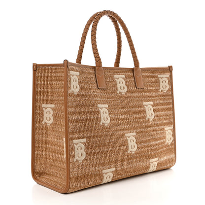 Burberry Raffia Calfskin Large Freya Tote Natural 3 of 10