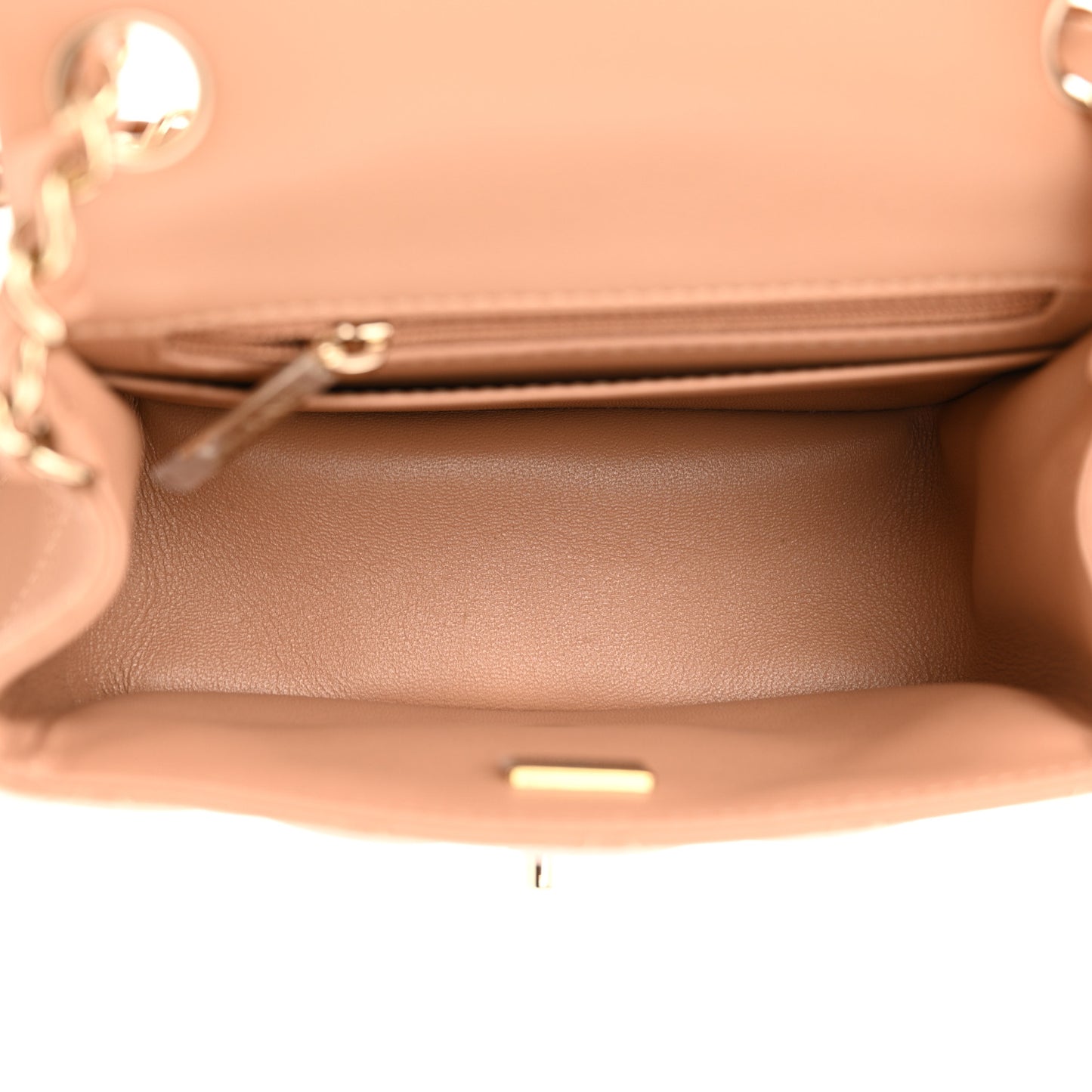 Lambskin Quilted Mini Square Flap Beige