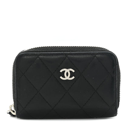 Chanel Lambskin Quilted Zip Coin Purse Black 1 of 12