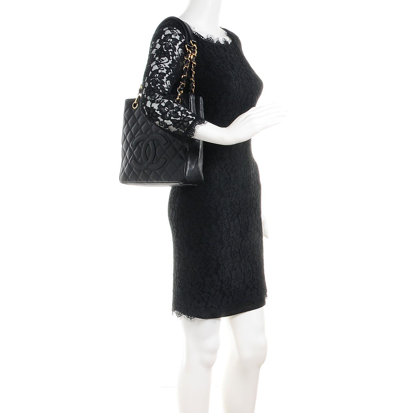 Caviar Petit Shopping Tote PST Black