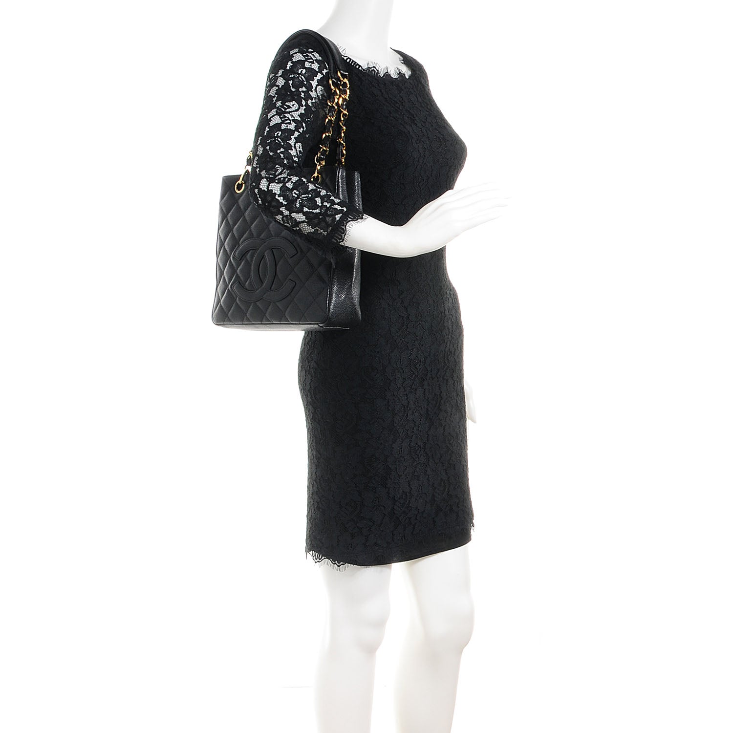 Chanel Caviar Petit Shopping Tote PST Black 2 of 7